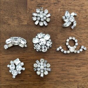 Silver Crystal Gem Brooch, Earrings, Pins  Lot